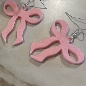 Pink Bow Earrings